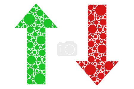 Illustration for Illustration of colored arrows made from dots isolated on white - Royalty Free Image