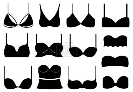 Illustration for Illustration of different bras isolated on white - Royalty Free Image