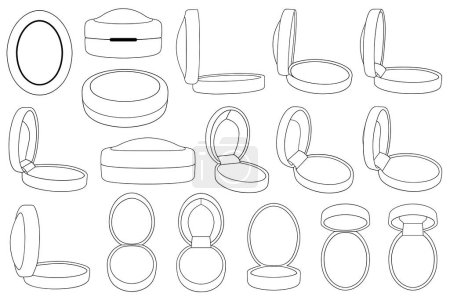 Téléchargez les photos : Collection de différentes boîtes à anneaux isolées sur blanc - en image libre de droit