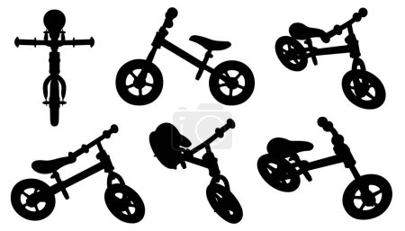 Ilustración de Colección de diferentes bicicletas de equilibrio para niños aisladas en blanco - Imagen libre de derechos