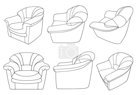 Téléchargez les photos : Illustration de différents fauteuils isolés sur blanc - en image libre de droit