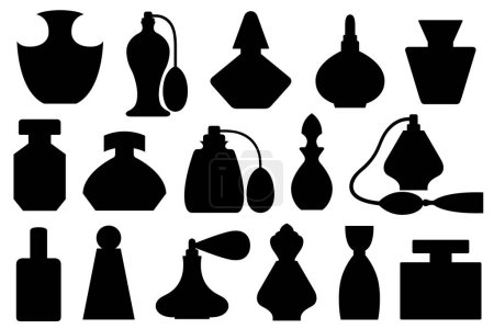 Téléchargez les photos : Ensemble de différents flacons de parfum isolés sur blanc - en image libre de droit