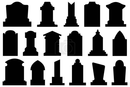 Téléchargez les photos : Ensemble de différentes pierres tombales isolées sur blanc - en image libre de droit