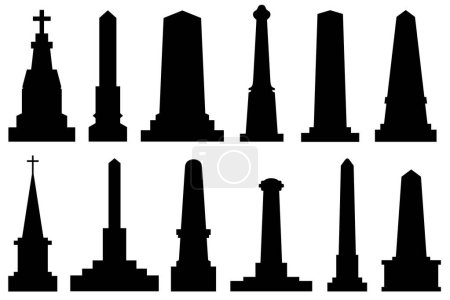 Téléchargez les photos : Illustration de différents obélisques isolés sur du blanc - en image libre de droit