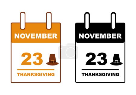 Téléchargez les photos : Illustration du calendrier du jour de Thanksgiving isolée sur blanc - en image libre de droit