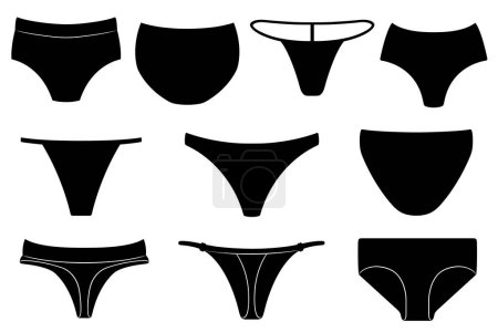 Téléchargez les photos : Différentes femmes sous-vêtements illustrations isolées sur blanc - en image libre de droit