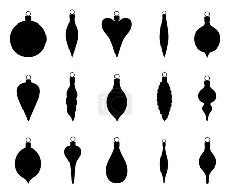 Téléchargez les photos : Illustration de différents ornements de boules de Noël isolés sur blanc - en image libre de droit