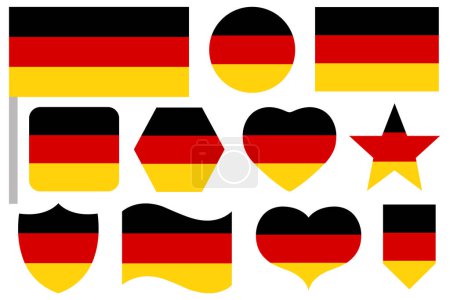 Téléchargez les photos : Ensemble de différentes icônes du drapeau allemand isolées sur blanc - en image libre de droit