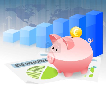 Foto de Piggybank Savings ESG Invertir la planificación de inversiones para el futuro en euros - Imagen libre de derechos