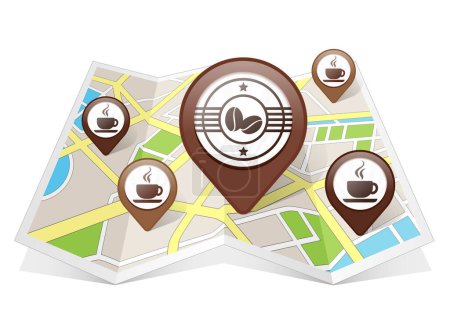 Photo for Coffee Shop Cafe Map pointer Location Destination on map - Royalty Free Image