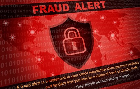 Téléchargez les photos : Alerte à la fraude Rapport de crédit Avertissement Contexte - en image libre de droit