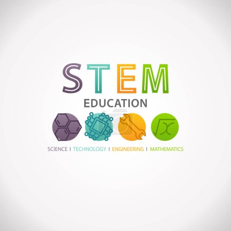 Téléchargez les illustrations : Logo du concept d'éducation aux STIM. Sciences Technologie Ingénierie Mathématiques
. - en licence libre de droit