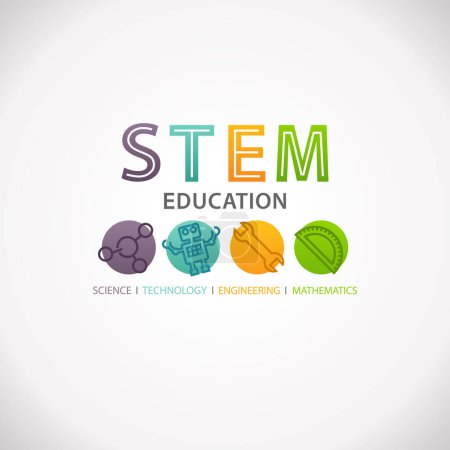 Ilustración de Logo del concepto de educación STEM. Ciencia Tecnología Ingeniería Matemáticas
. - Imagen libre de derechos