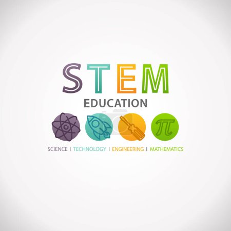 Téléchargez les illustrations : Logo du concept d'éducation aux STIM. Sciences Technologie Ingénierie Mathématiques
. - en licence libre de droit