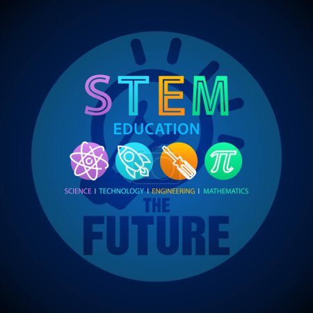 Téléchargez les photos : Logo du concept d'éducation aux STIM. Sciences Technologie Ingénierie Mathématiques
. - en image libre de droit
