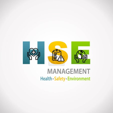 HSE Santé Sécurité Environnement Gestion Conception Infographie pour les entreprises et l'organisation. Travail industriel sûr standard.