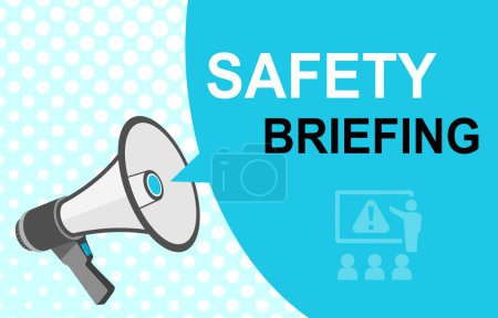 Illustration for Occupational Work Safety Briefing Promotion. Megaphone Loudspeaker with Speech bubble banner. Slogan Label for business marketing and advertisin - Royalty Free Image
