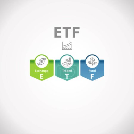 Ilustración de ETF Exchange Traded Fund Diseño de iconos de inversión Infografía - Imagen libre de derechos