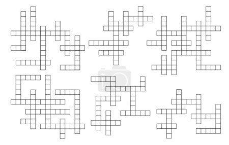 Illustration for Crossword grid. Wordsearch quiz or riddle, vocabulary puzzle cross grids vector templates. Crossword game, IQ test and word search intelligence playing activity - Royalty Free Image