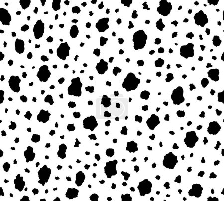 Illustration for Dalmatian or cow seamless pattern. Textile spotted print, wallpaper or fabric background with animal fur texture, wrapping paper vector seamless backdrop with dalmatian dog skin pattern - Royalty Free Image