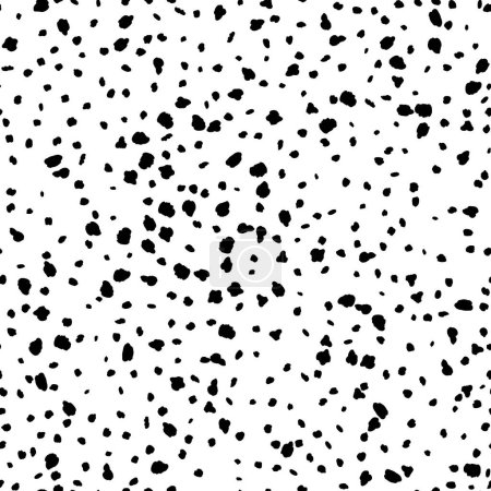 Illustration for Dalmatian seamless pattern. Spotted background or wallpaper, textile print with animal fur pattern, wrapping paper or fabric seamless backdrop with dalmatian dog or cow skin texture - Royalty Free Image