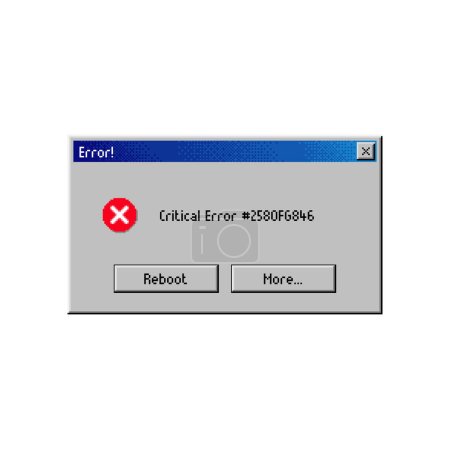 Critical error message window, PC popup warning on computer system failure, vector notification. Critical error popup window with reboot button for computer run or installation failure