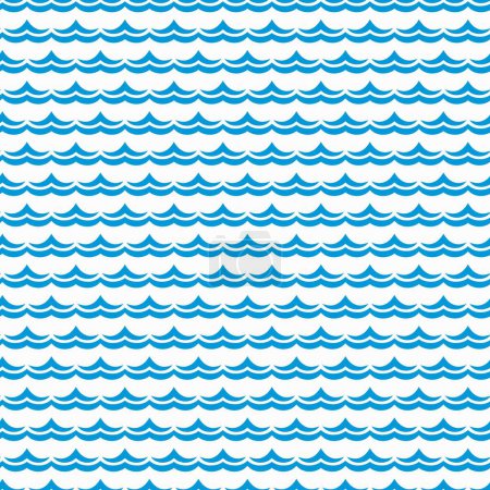 Ilustración de Mar y océano azul olas patrón sin costuras, olas onduladas de surf rizado vector de fondo. Ondas azules, curvas de marea de agua y mareas, flujo acuático marino y fondo ondulado náutico - Imagen libre de derechos