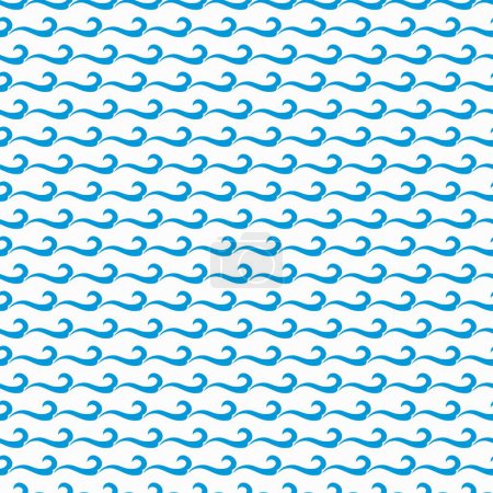 Ilustración de Mar y océano azul rizado olas patrón sin costuras. Fondo de verano textil, impresión marina simple o ornamento sin costura vector con líneas onduladas flujo de agua, tela o patrón de onda de papel pintado - Imagen libre de derechos