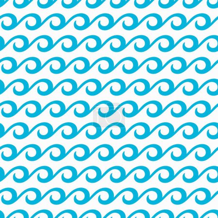 Illustration for Sea and ocean blue waves seamless pattern. Vector geometric decorative background with water splashes. Horizontal repeated ornament, nautical wrapping, wallpaper, textile or fabric design - Royalty Free Image