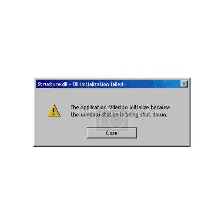 Illustration for Error window message, computer system warning on dll initialization failed, vector PC alert screen. Application initialization error popup window message with shut down or crash notification - Royalty Free Image