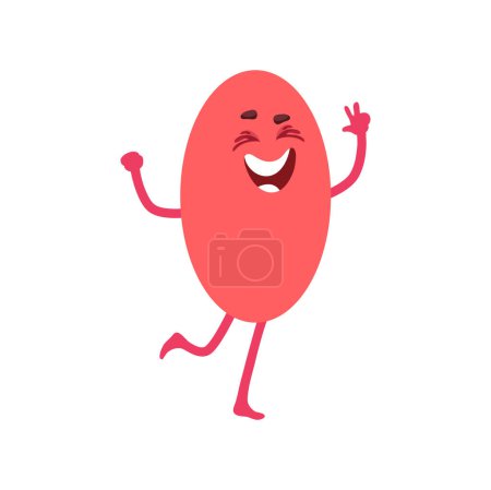 Illustration for Oval math shape character, happy laughing figure personage for geometric kids classes. Isolated vector funny basic school shape with happy face. Mathematics and geometry education for kids lessons - Royalty Free Image