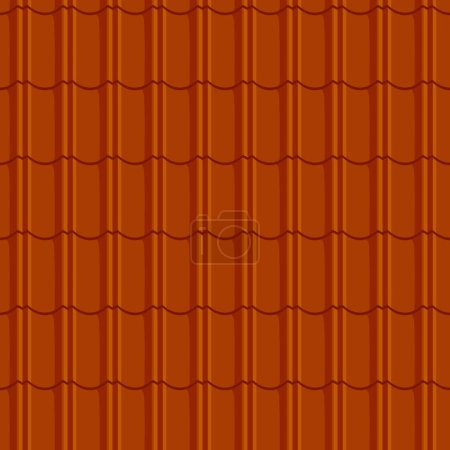 Téléchargez les illustrations : Orange roof tile texture, seamless pattern background, vector rooftop cover. Terracotta or clay slate roof tiling wave pattern of house rooftop or architecture and building housetop tiling - en licence libre de droit
