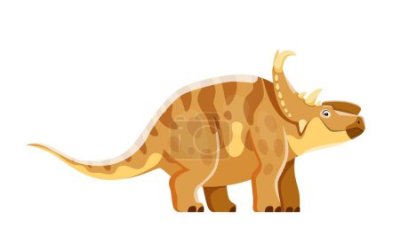 Ilustración de Cartoon Pachyrhinosaurus dinosaur character. Cretaceous period animal or dinosaur, prehistoric creature. Extinct reptile, isolated herbivore beast vector childish personage with horns - Imagen libre de derechos