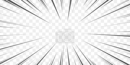 Téléchargez les illustrations : Manga transparent background. Comic motion, explosion or fast moving action overlay texture, stripe pattern or vector graphic background. Manga speed and zoom effect backdrop - en licence libre de droit