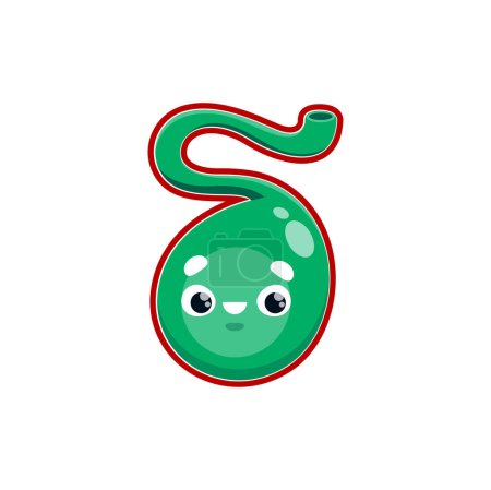 Illustration for Cartoon gallbladder human body organ character. Vector healthy and happy cholecyst anatomical personage, part of digestive system - Royalty Free Image