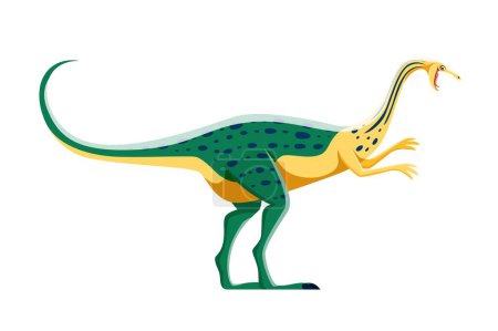 Illustration for Cartoon Elmisaurus dinosaur character. Prehistoric beast or extinct animal, ancient wildlife dinosaur. Cretaceous period monster, isolated carnivore roaring lizard vector funny personage - Royalty Free Image