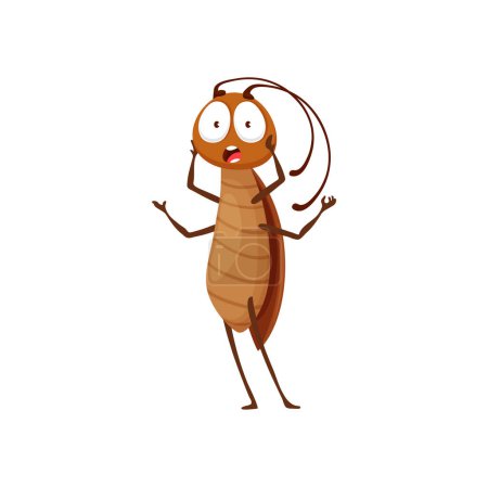 Ilustración de Personaje de cucaracha de dibujos animados con la cara sorprendida o sorprendida. Vector aislado divertido libro de insectos o personaje del juego asombrado expresión - Imagen libre de derechos
