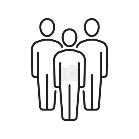 Téléchargez les illustrations : Three people in staff, cooperation and relationship outline icon. Vector citizens group, employers and leader, business team community and support - en licence libre de droit