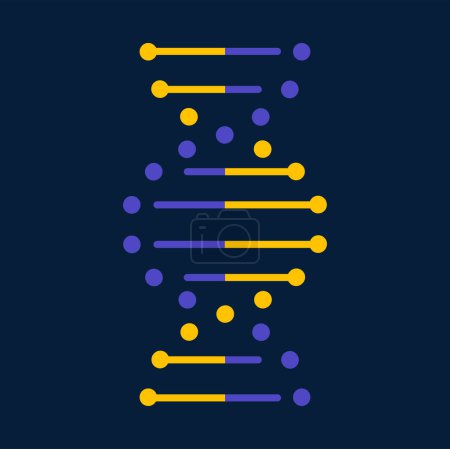 Ilustración de Genetic code, twisted DNA molecule, microbiology scientific research genome. Vector helix structure cartoon design, human gene, spiral or helical model - Imagen libre de derechos