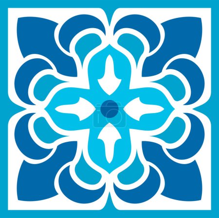 Téléchargez les illustrations : Carrelage azulejo motif fond géométrique abstrait. Vecteur sans couture mediterranean carrelage portugais, carrelage sol ciment talavera - en licence libre de droit