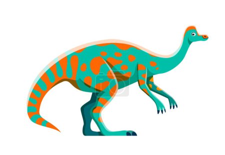 Illustration for Cartoon Jaxartosaurus dinosaur character. Prehistoric spotted reptile or lizard, extinct monster. Paleontology beast, Cretaceous period isolated herbivore dinosaur vector cute personage - Royalty Free Image