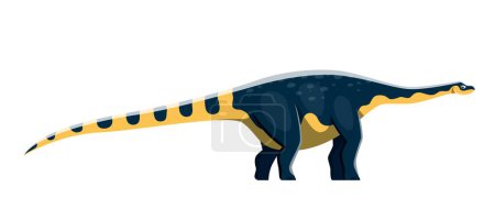 Illustration for Cartoon Magyarosaurus dinosaur character. Ancient wildlife reptile or lizard, extinct creature. Prehistoric beast, isolated herbivore dinosaur vector comical personage with long neck and tail - Royalty Free Image