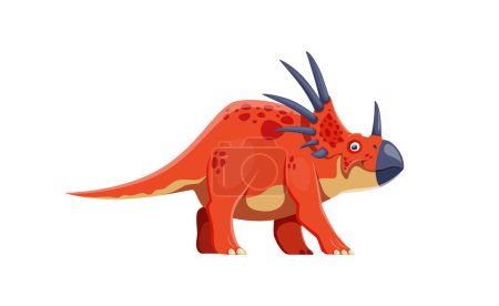 Ilustración de Personaje de dinosaurio de dibujos animados Styracosaurus. Criatura prehistórica o animal, bestia extinta o dinosaurio aislado vector divertido personaje. Era jurásica reptil, paleontología lagarto herbívoro con cuernos - Imagen libre de derechos