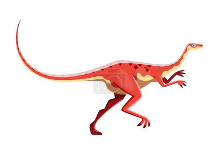 Illustration for Cartoon Alvarezsaurus dinosaur character. Paleontology animal or extinct creature, prehistoric lizard or running reptile vector personage. Cretaceous period predator, carnivore dinosaur - Royalty Free Image