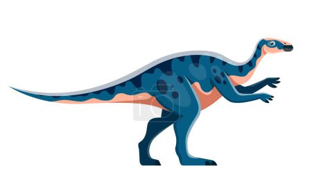 Ilustración de Cartoon Aralosaurus dinosaur character. Prehistoric herbivore dinosaur or beast, Cretaceous period reptile or monster vector funny personage. Ancient wildlife spotted lizard, extinct animal - Imagen libre de derechos