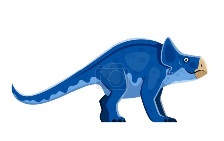 Illustration for Cartoon Protoceratops dinosaur character. Prehistoric monster or dinosaur, paleontology childish lizard. Extinct reptile, isolated herbivorous creature vector personage with neck frill - Royalty Free Image