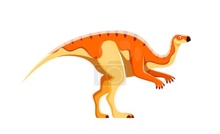 Ilustración de Cartoon Probactrosaurus dinosaur character. Paleontology reptile or monster, ancient wildlife creature or extinct animal funny vector personage. Cretaceous period herbivore dinosaur with narrow snout - Imagen libre de derechos