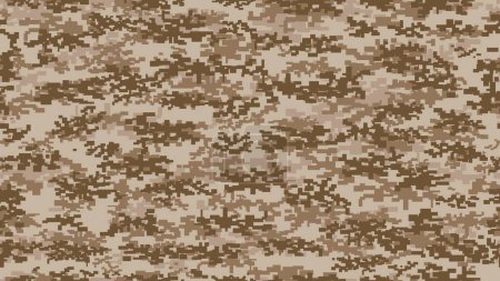 Illustration for Pixel army uniform, military camouflage seamless pattern. Brown and desert sand. Military clothing material, soldier uniform masking khaki or army combat camouflage vector seamless print or background - Royalty Free Image