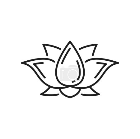 Illustration for Buddhism religion lotus symbol, Buddhist sign of meditation and Zen, vector icon. Tibetan Buddhism Dharma and spiritual enlightenment or chakra symbol of lotus Padma flower - Royalty Free Image
