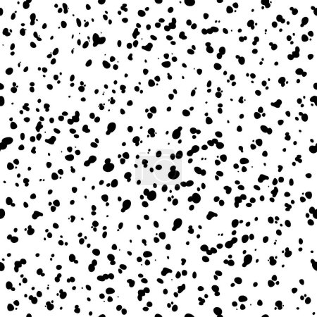 Illustration for Dalmatian or cow seamless pattern. Vector animal skin texture, black spots print on white background. Dalmatian dog or cow fur pattern, animal skin camouflage ornament for textile or fabric print - Royalty Free Image